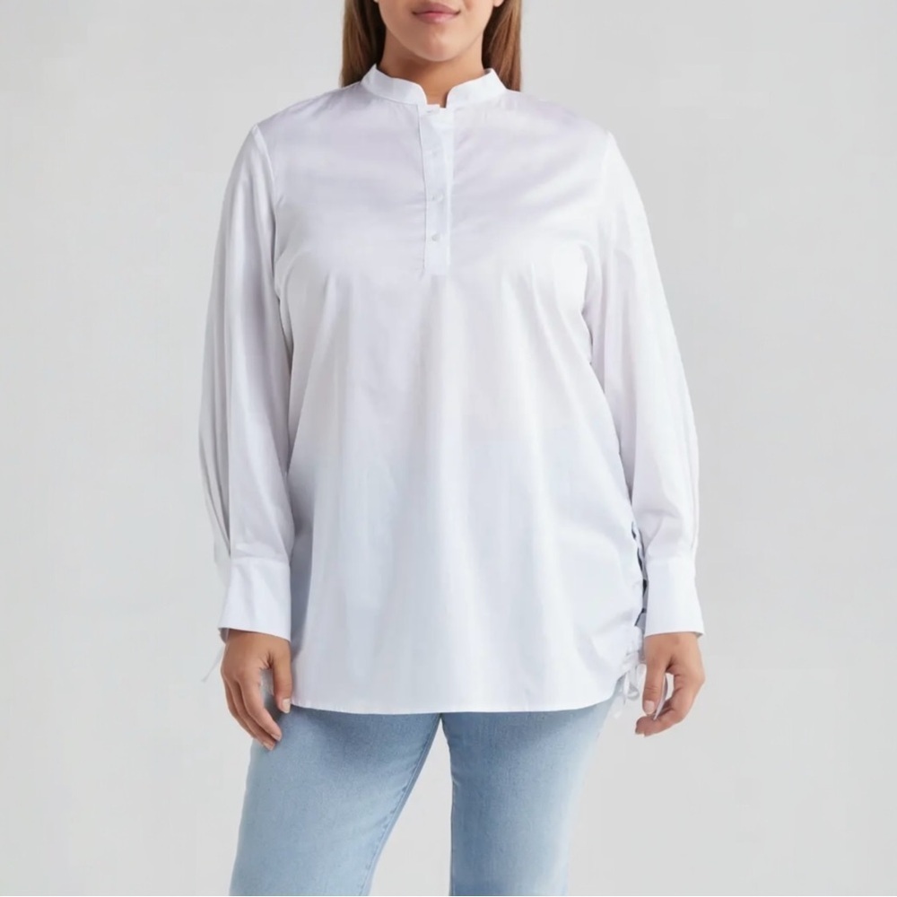 🌻NEW w/tags Anthropologie Harshman Rhea White Cotton Poplin Blouse Size Small
